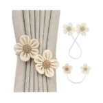 2 Pack Braided Curtain Tiebacks, Farmhouse Boho Rustic Cute Flower