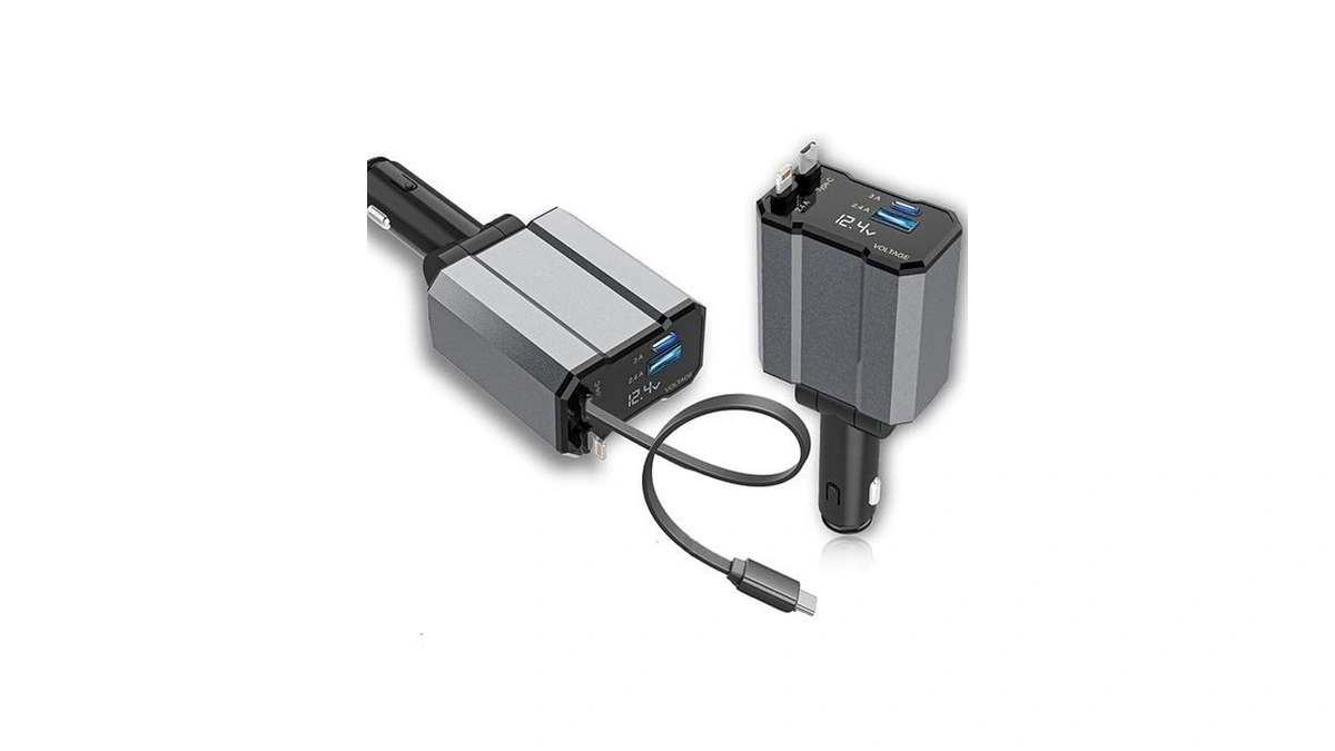 Retractable Car Charger, 4 In 1 Fast Car Charging Usb
