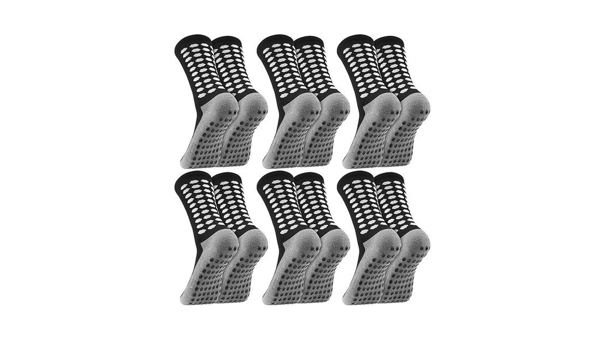 Jspupifip 4/6/8 Pairs Men Grip Soccer Socks Non Slip Grippy