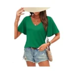 Justfashionnow Women's Ruffle Short Sleeve Tops Summer Dressy Casual Tunci
