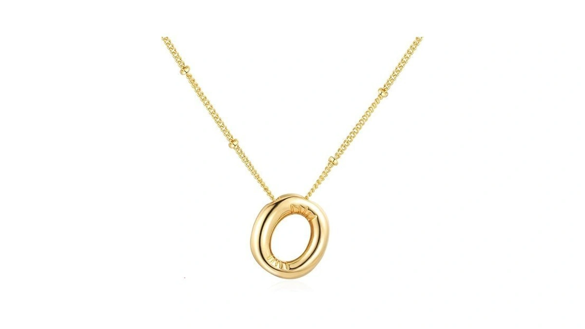 Punhem Bubble Gold Letter Necklace For Women 14k Gold Plated