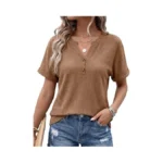 Aumora Womens Short Sleeve Tops V Neck Casual Tops For