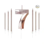 Rose Gold Birthday Candles Number 7 Candle With 6pcs Long