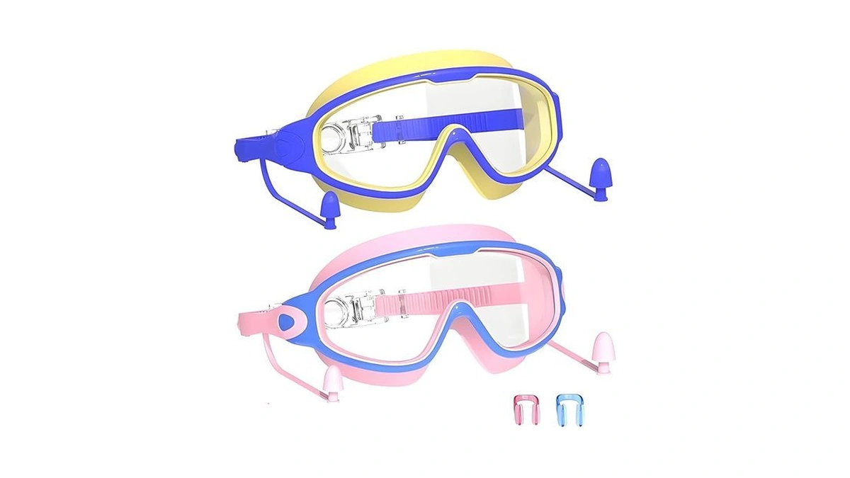 Ylkjswim Swim Goggles For Kids 3-15 With Earplugs Large Frame