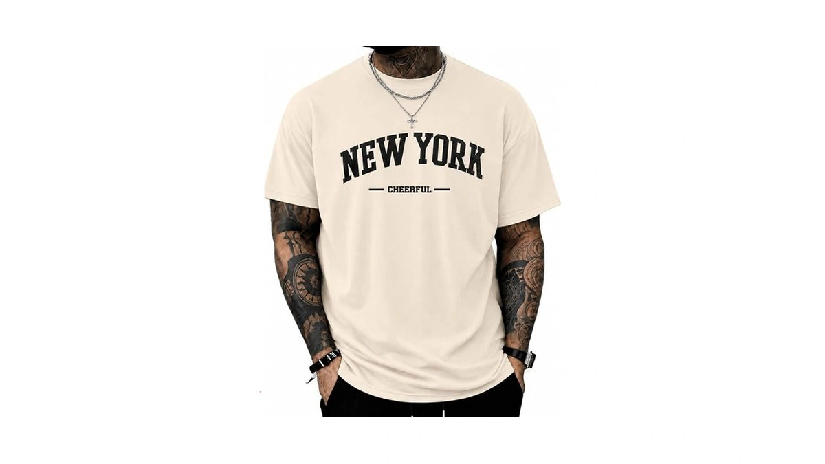 Kuyigo Men's New York Graphic T-shirt Vintage Nyc Letter Print