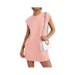Prettygarden Women's Summer Short T Shirt Dress Cap Sleeve Crew