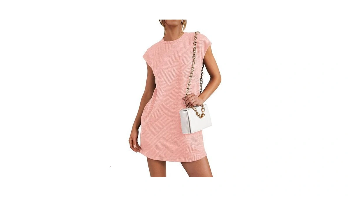 Prettygarden Women's Summer Short T Shirt Dress Cap Sleeve Crew