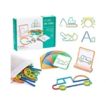 142pcs Wooden Pattern Blocks Montessori Smart Sticks Wooden Tangram Puzzle
