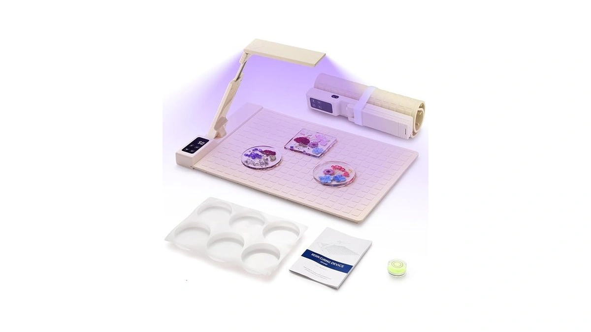 2-in-1 Resin Heating Mat&adjustable Uv Light With Silicone Coaster Mold+leveling