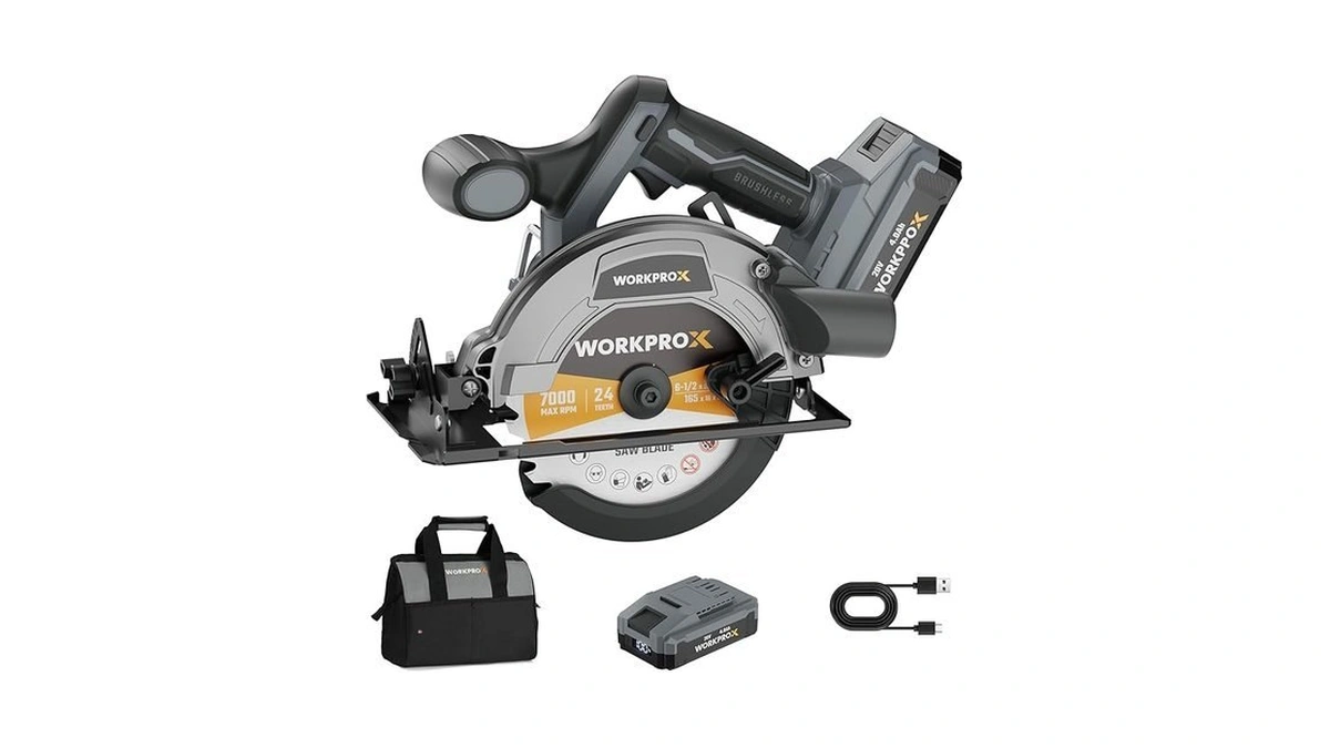 Workprox 20v Cordless Circular Saw, 6-1/2'' Brushless Circular Saw, 5500