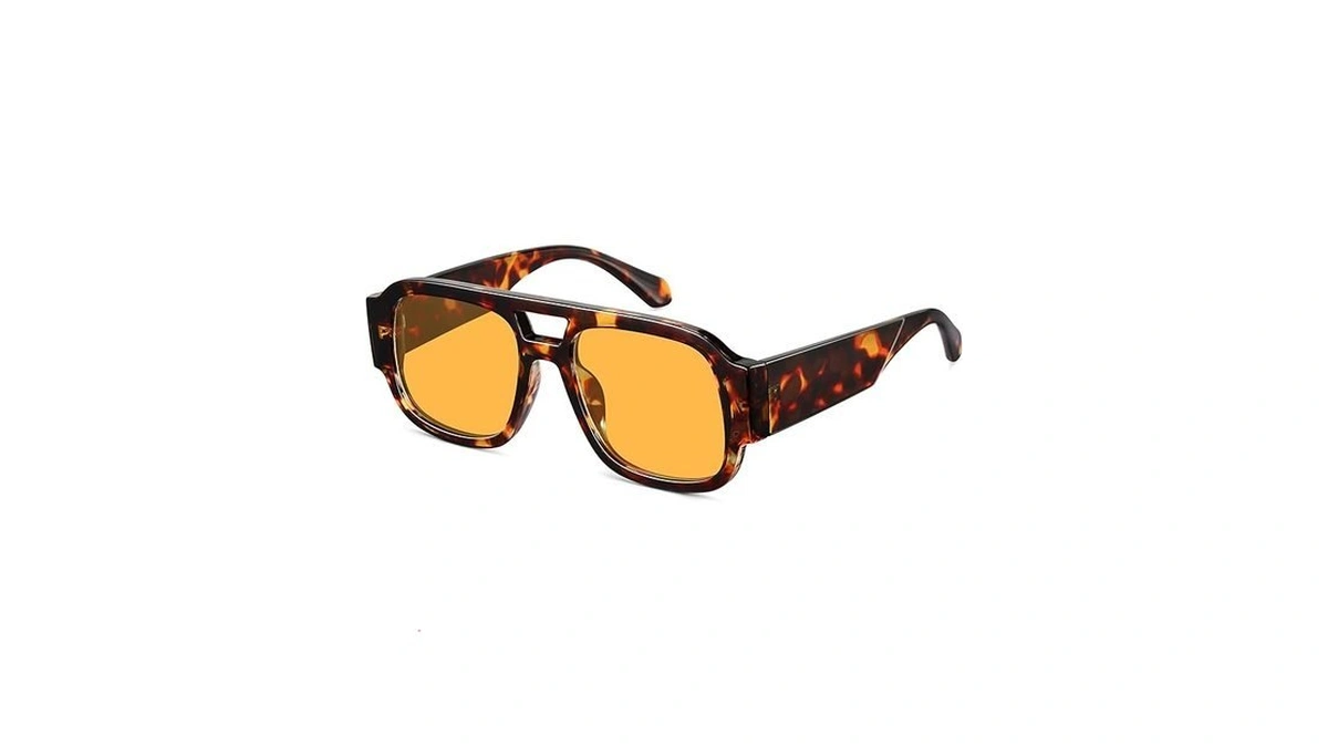 Loomaka Square Aviator Sunglasses For Women Retro 70s Chunky Double