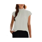 Funlingo Business Casual Tops For Women Summer Turtle Neck Chiffon