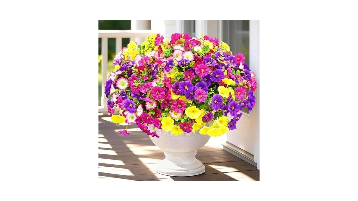 Artificial Flowers For Outdoors, 14 Bundles Fake Outdoor Flowers, Uv