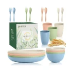 Wrova Wheat Straw Kids Plates And Bowls Sets,unbreakable Kids Dinnerware