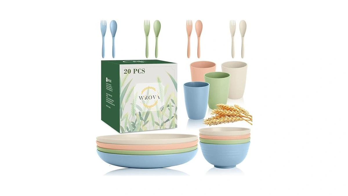 Wrova Wheat Straw Kids Plates And Bowls Sets,unbreakable Kids Dinnerware