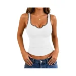 Juicici White Tank Top Woman Sexy Slim Fitted Summer Outfits