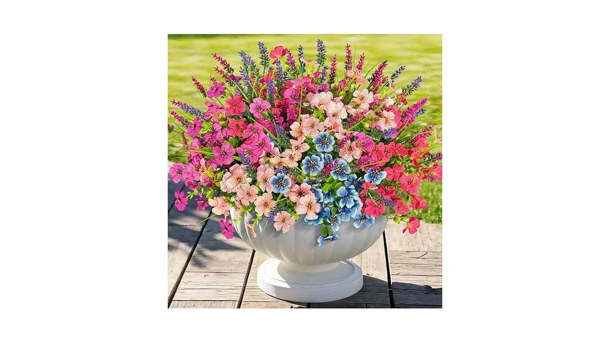 Icx Artificial Flowers For Outdoors Decoration, 12pcs Fake Plants Violets