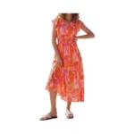 Women's Summer Dress, Casual Floral Boho Maxi Dresses, Flutter Sleeve