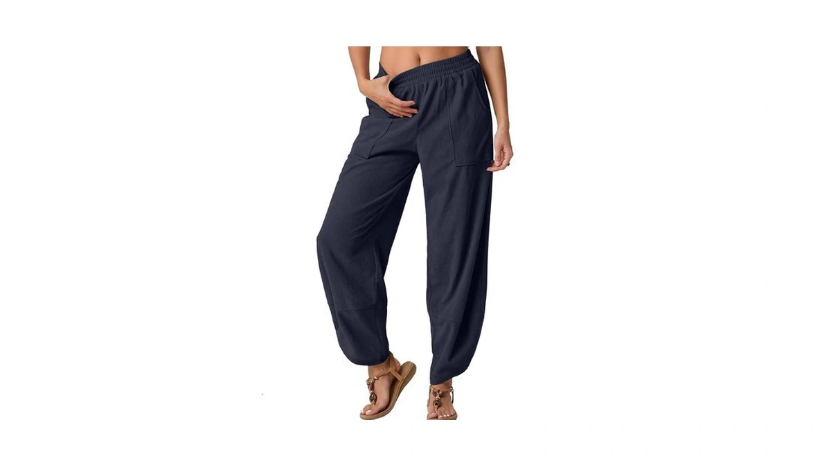 Freeoak Womens Baggy Palazzo Pants Wide Leg Lounge Harem Bottoms