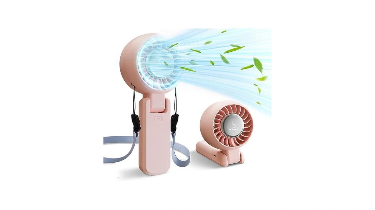 Zozoo Portable Fan, Usb Rechargeable 194°folding Handheld Fan,5 Speed&led Display