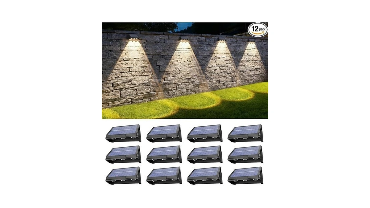 Onforu Solar Fence Lights,12 Pack Solar Lights Outdoor,3 Modes(warm/neutral/cool White)
