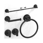 Matte Black Suction Cup Bathroom Accessories Set,towel Racks For Bathroom,5