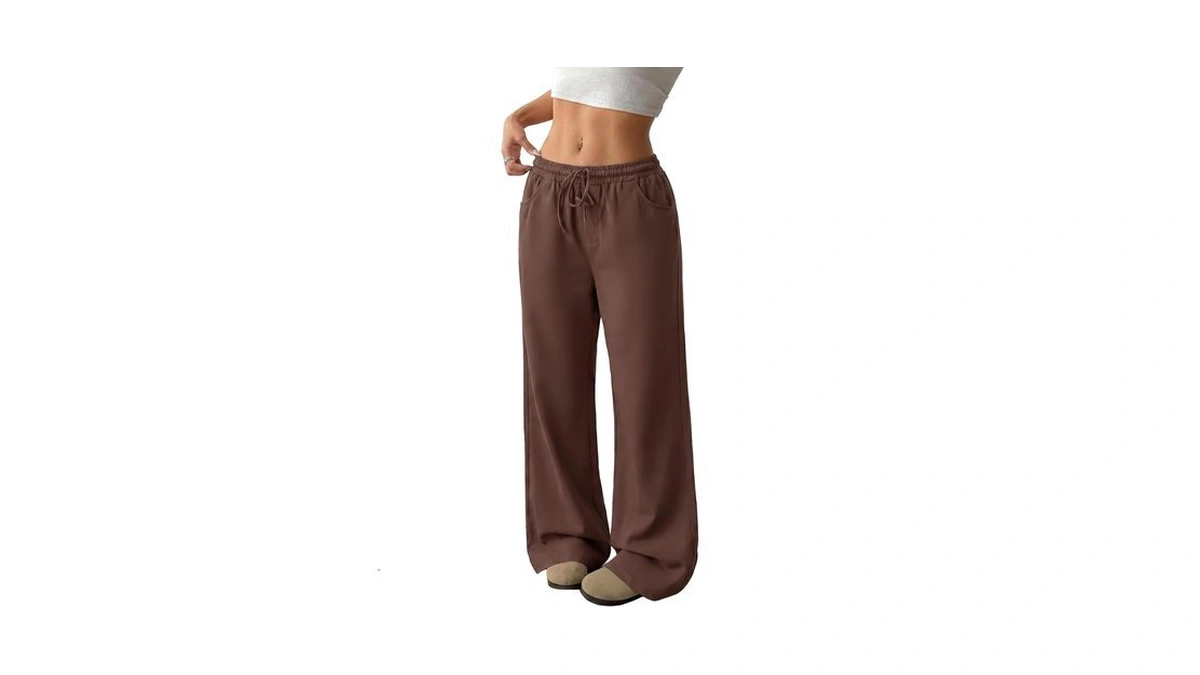Jekaoyi Wide Leg Pants For Women Flowy Palazzo Drawstring Elastic