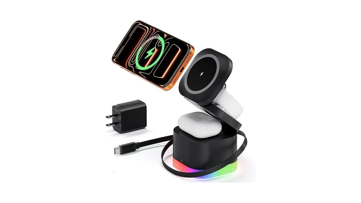 5 In 1 Magnetic Wireless Charger Stand With Night Light,