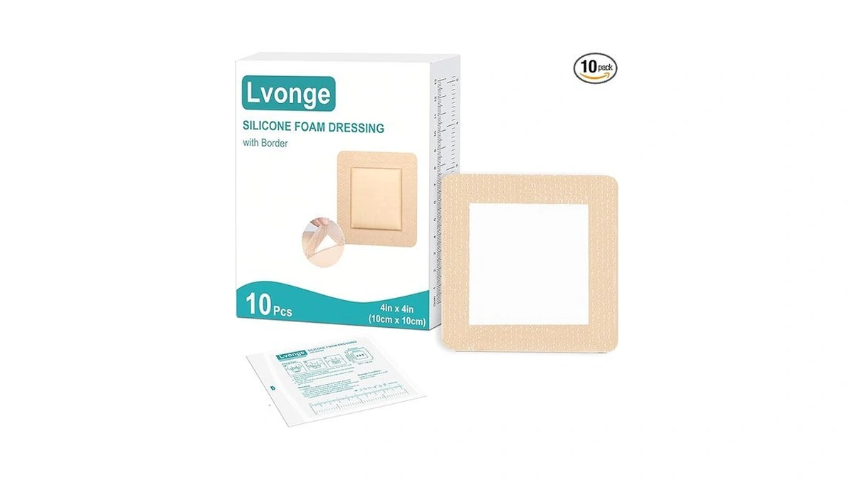 Silicone Foam Dressing 4"x4"(10 Pack) With Adhesive Border, Wound Care