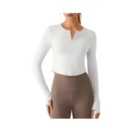 G4free Cropped Long Sleeve Workout Tops For Women Upf 50+