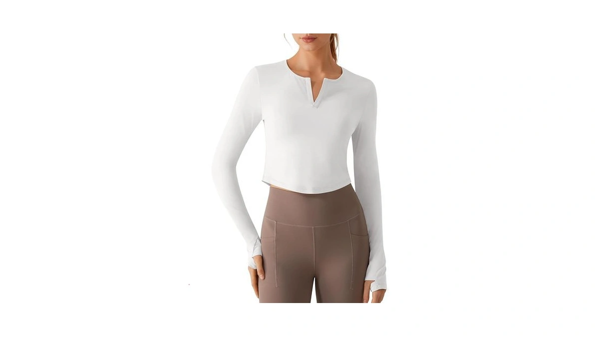 G4free Cropped Long Sleeve Workout Tops For Women Upf 50+