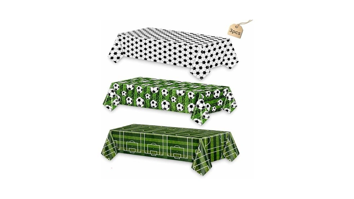 Chris.w Soccer Party Table Cloth 3pcs, Soccer Party Decorations Tablecloths,