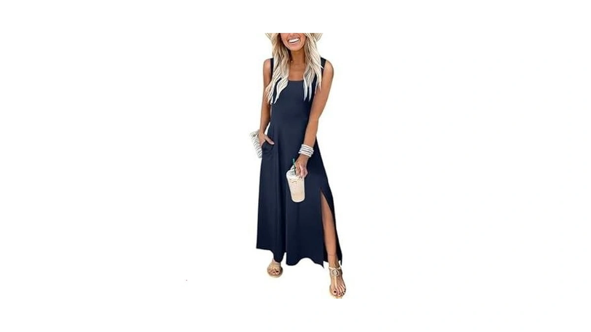 Acelitt Summer Dresses For Women 2025 Casual Crew Neck Sleeveless