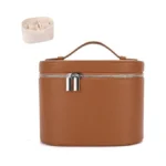 Iemieboamgnoy Leather Make Up Bags With Compartments, Brown Travel Cosmetic