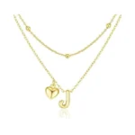 Adoyi Gold Heart Initial Necklaces For Women Hers Dainty 14k