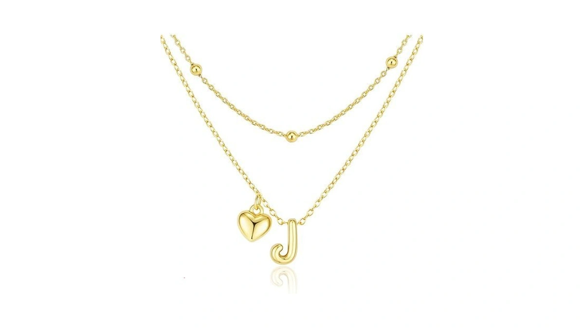 Adoyi Gold Heart Initial Necklaces For Women Hers Dainty 14k