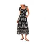 Kate Kasin Summer Womens Floral Boho Maxi Dress, Spaghetti Tie