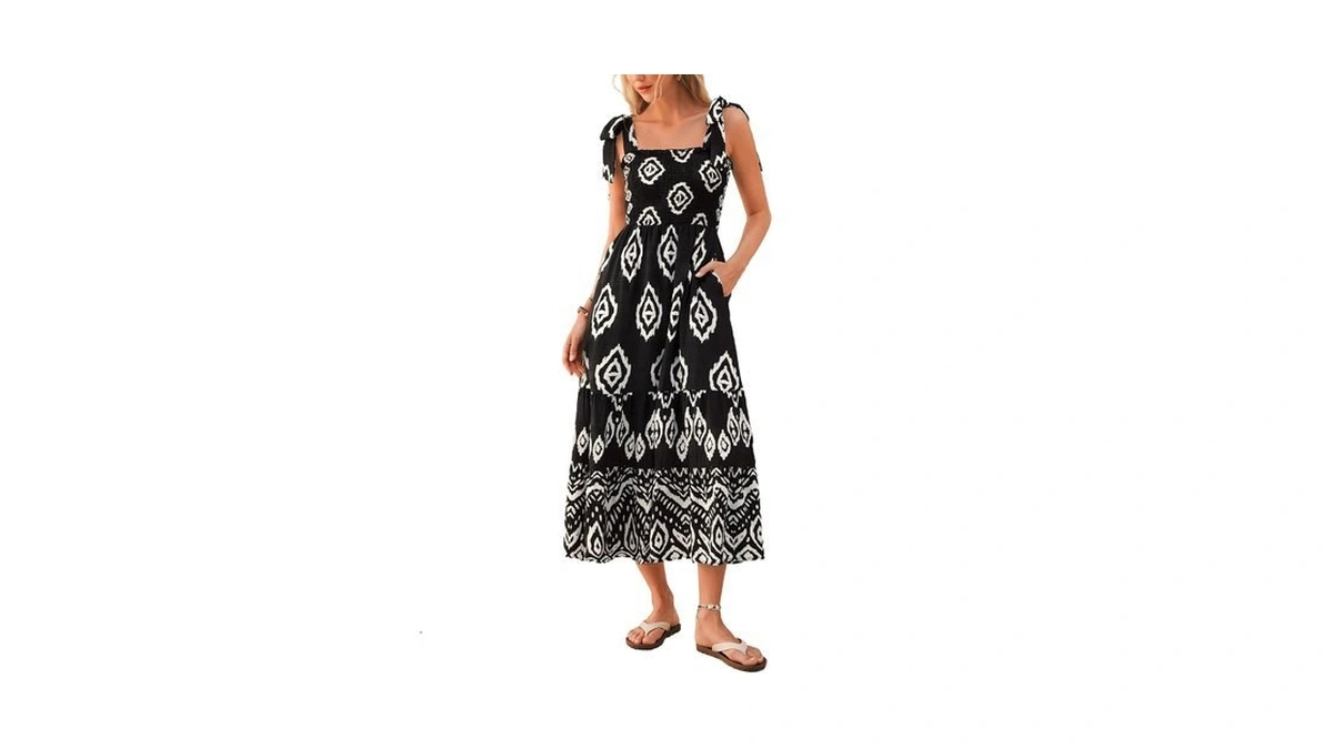Kate Kasin Summer Womens Floral Boho Maxi Dress, Spaghetti Tie