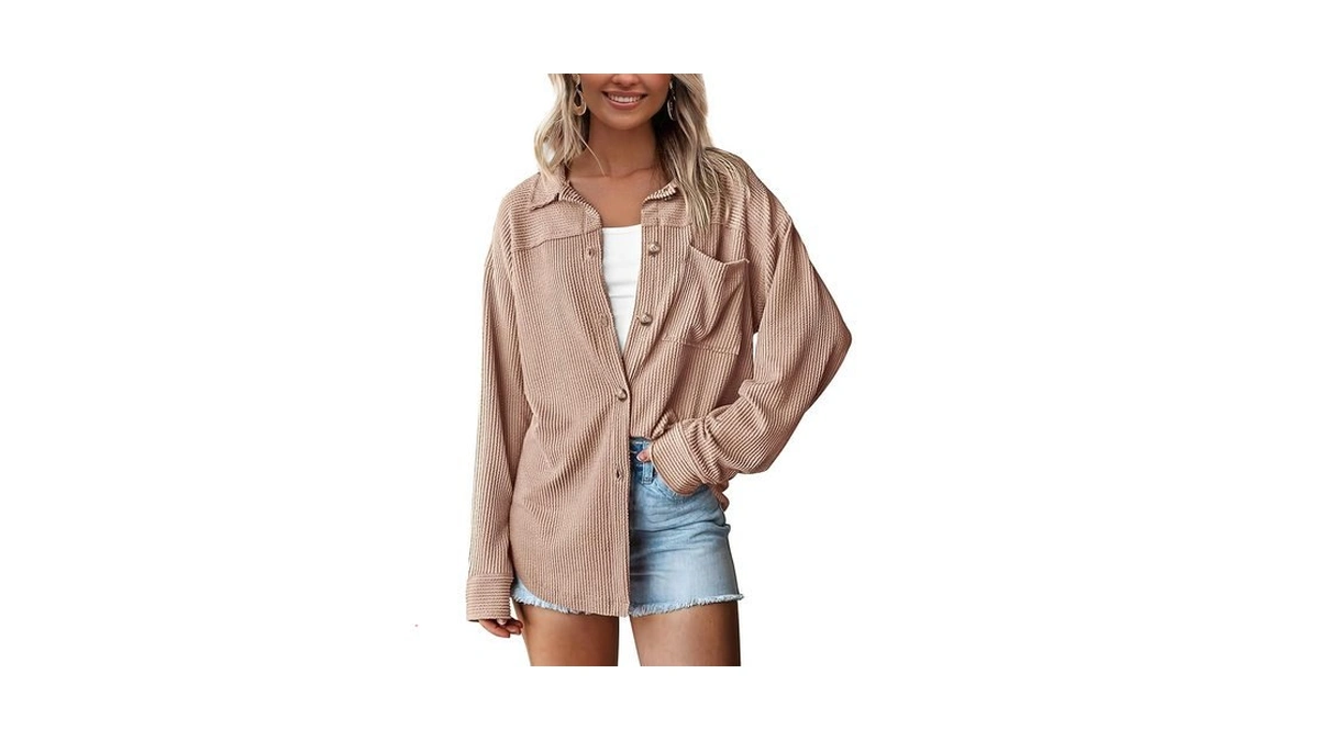 Prettygarden Women's Button Down Shirts 2026 Spring Long Sleeve Textured
