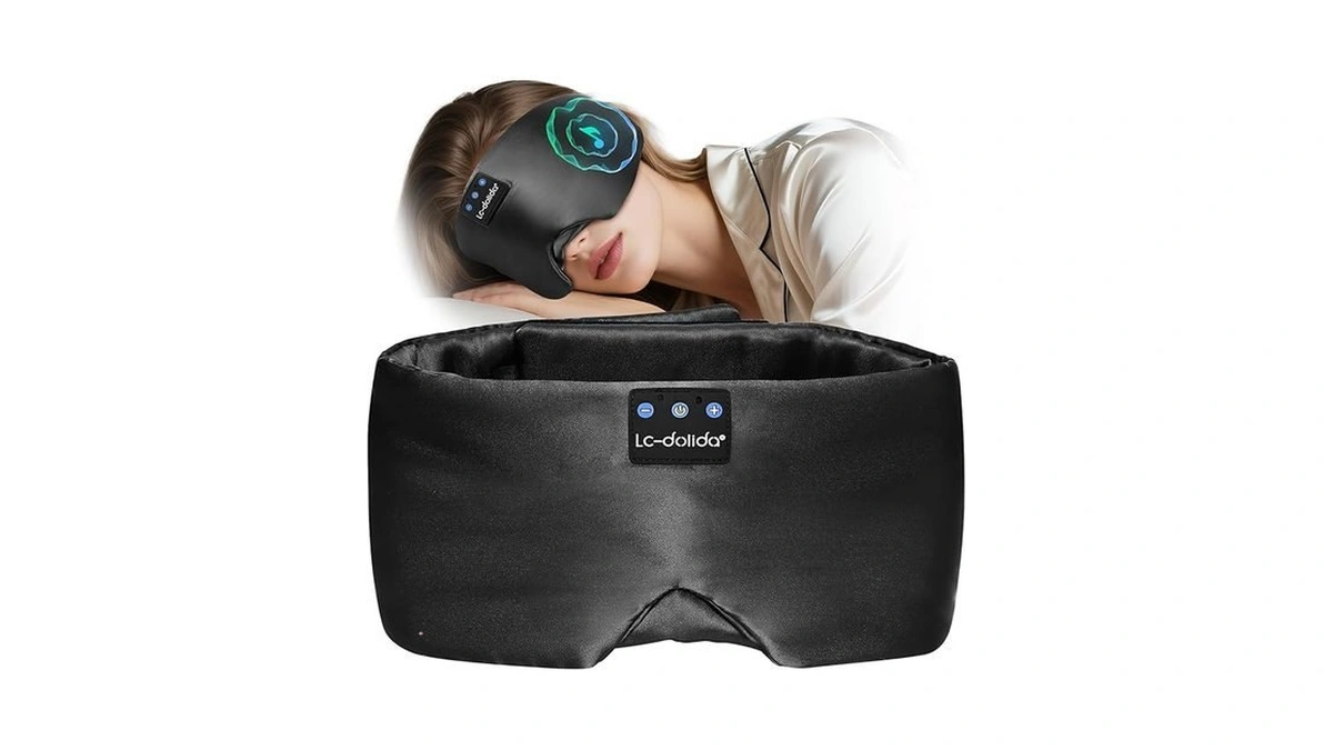 Lc-dolida Luxurious Silk Soft Sleep Mask, Sleep Headphones With Bluetooth