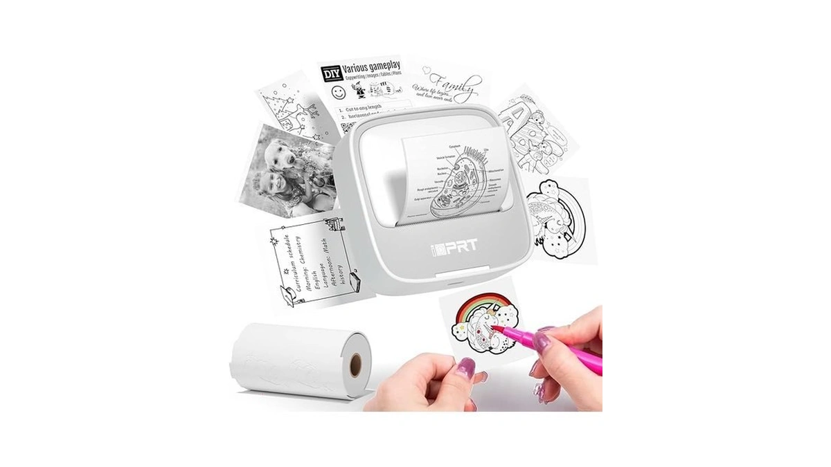 Idprt Sticker Printer, Portable Sticker Maker Machine, Mini Inkless Bluetooth