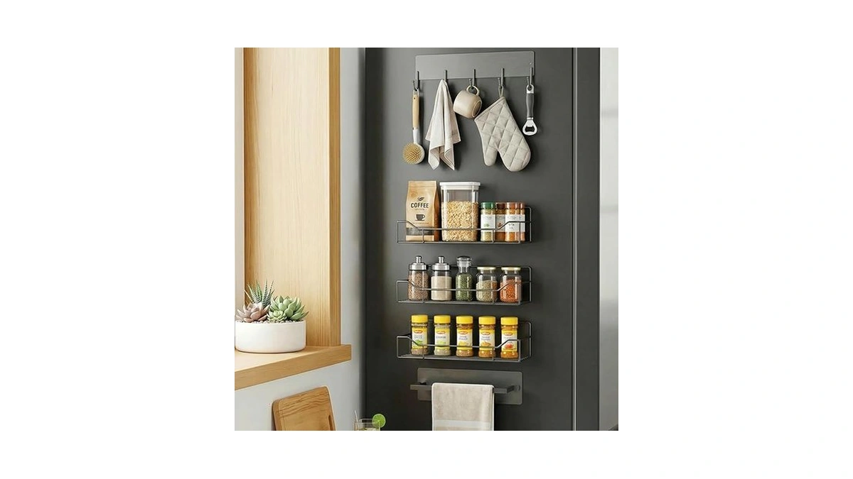 Magnetic Spice Rack For Refrigerator, 5 Pack Magnetic Fridge Organizer