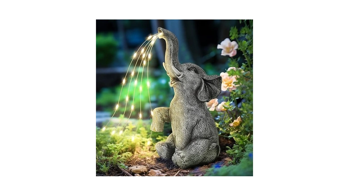 Gigalumi Solar Garden Decor Watering Elephant Statues Outdoor, Birthday Gifts