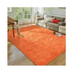 Softlife Orange Area Rug For Living Room, Fluffy Shag Plush