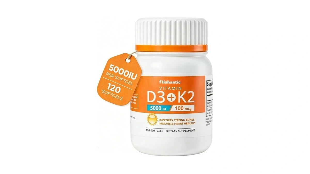 Frishantic Vitamin D3 K2 5000iu 100mcg Mk-7, 2-in-1 Vitamin D3