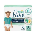 Pampers Pure Baby Diapers, Size 6 (35+ Lbs), 72, Up