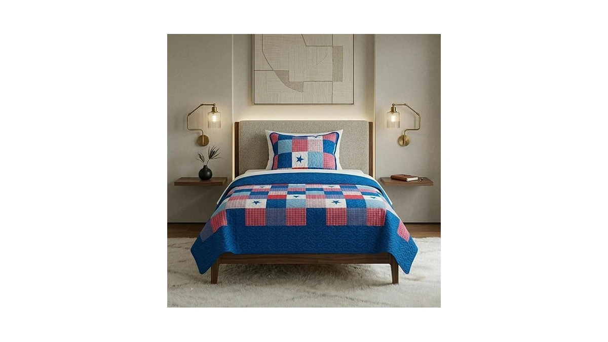 Lavish Home 2-piece Caroline Patriotic Quilt Set – Microfiber Americana