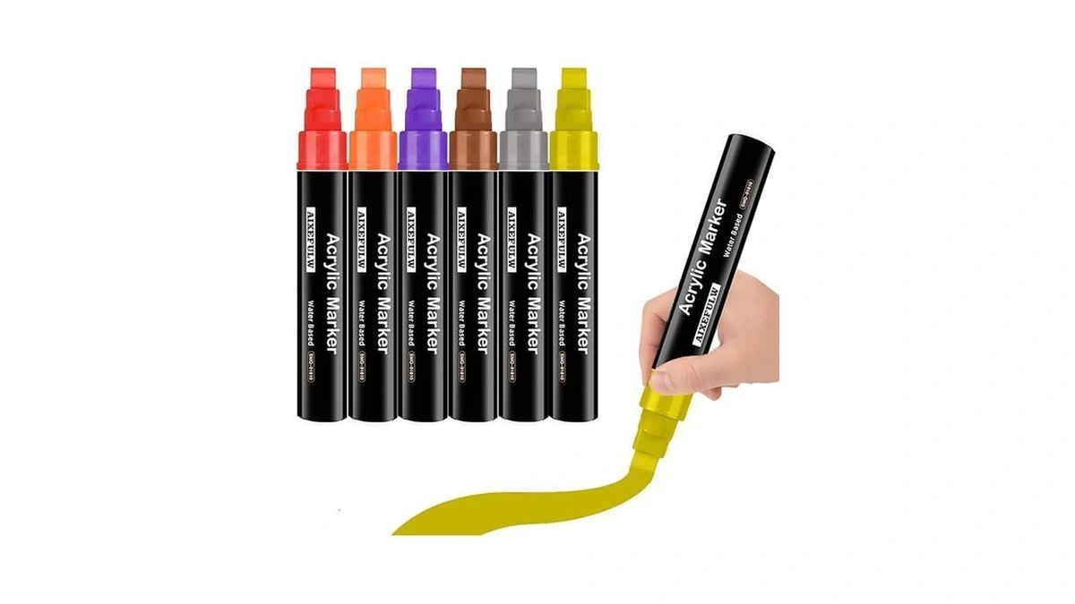 Aixefulw 6 Color Poster Marker, 3 In 1 Felt Tip