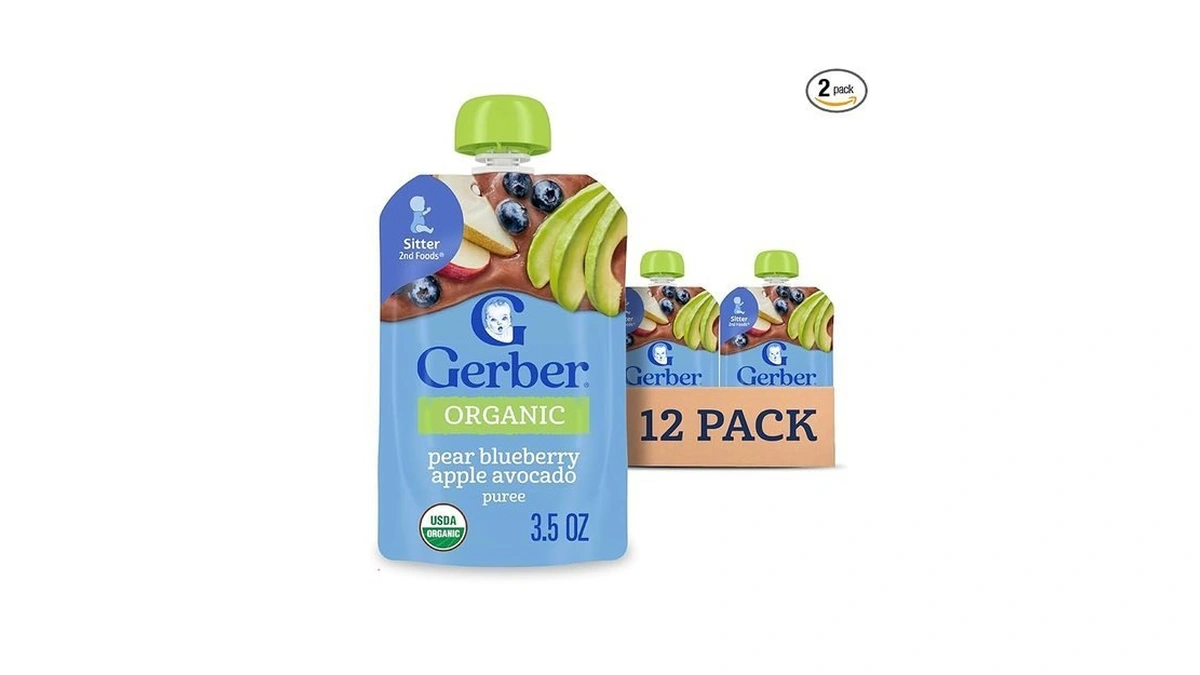 Gerber Stage 2 Baby Food, Organic Pear Blueberry Apple Avocado