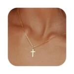 Bheop Cross Necklace For Women Trendy 14k Real Gold Plated